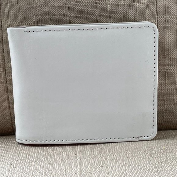 Leather Billfold Red/White Genuine Leather Wallet Handmade Card Holder Purse - Picture 4 of 12